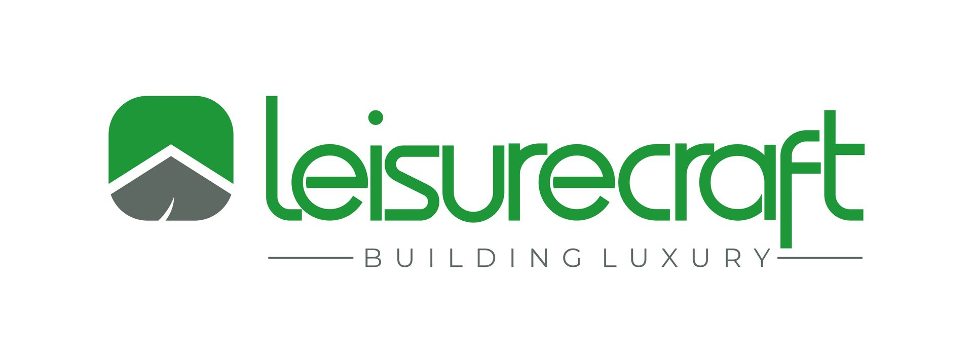 Logo for Leisurecraft: a green graphic above text