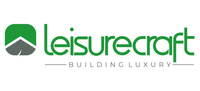 Leisurecraft logo: green rounded mountain icon and text, 