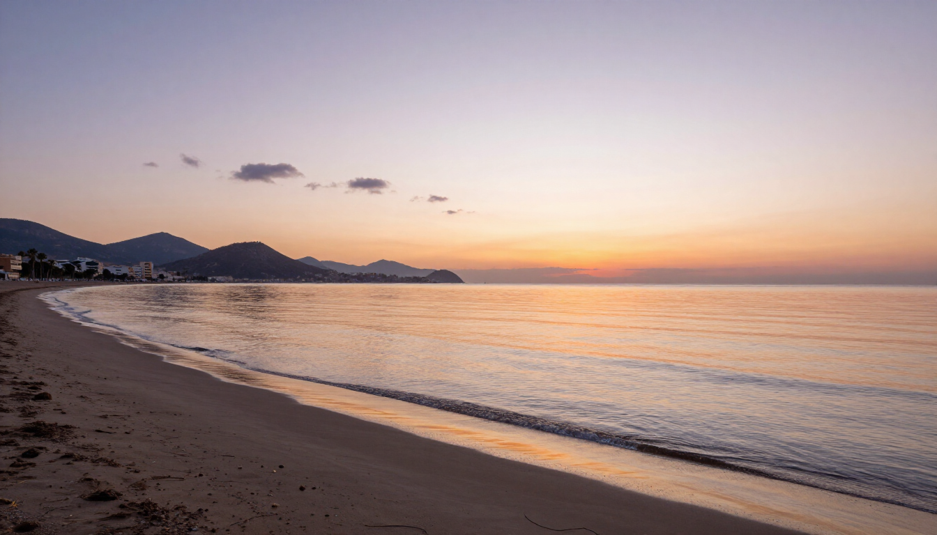 Atardecer tranquilo en la playa de Málaga