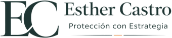 Logotipo de Esther Castro con las letras estilizadas "EC" y el lema "Protecci&oacute;n con Estrategia".