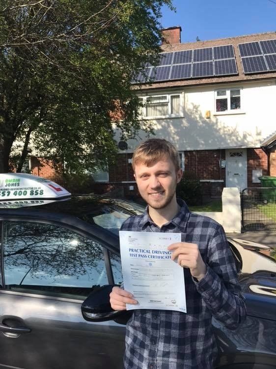 Boy in plaid passed driving test