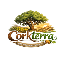 Corkterra logo: a large oak tree with the name