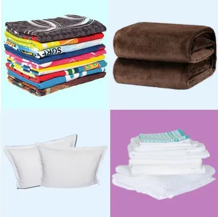 A Stack of Blankets, Pillows, and Towels — Hire All in Tugun, QLD