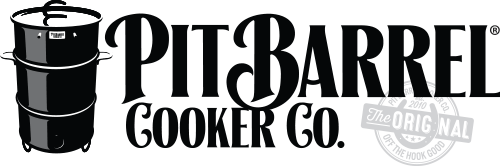 A black and white logo for pit barrel cooker co.