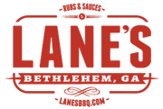 A red logo for lane 's barbecue in bethelehem , ga.