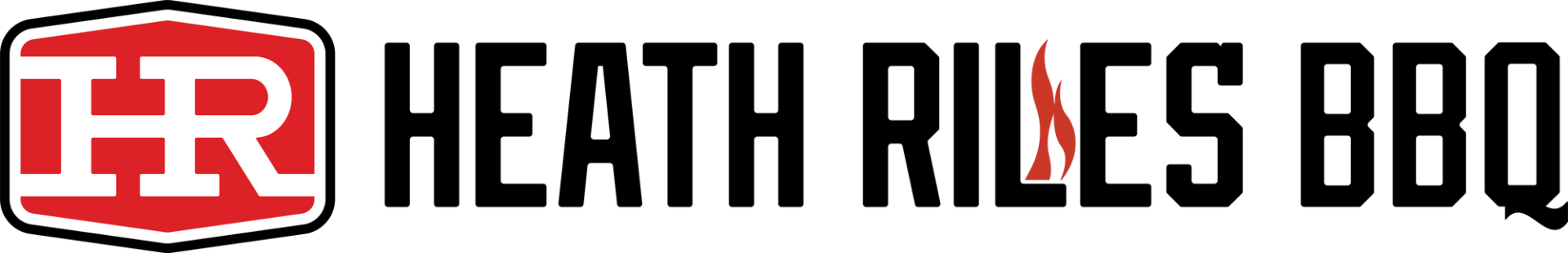 A logo for heath rules bbq with a red circle around it