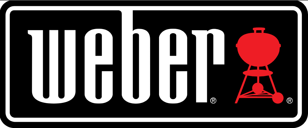 A weber logo with a grill on it