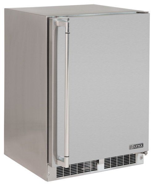 A stainless steel refrigerator with a handle on the door