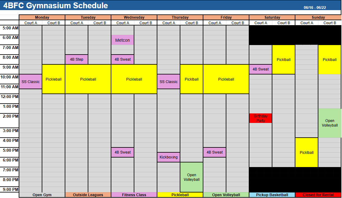 court schedule