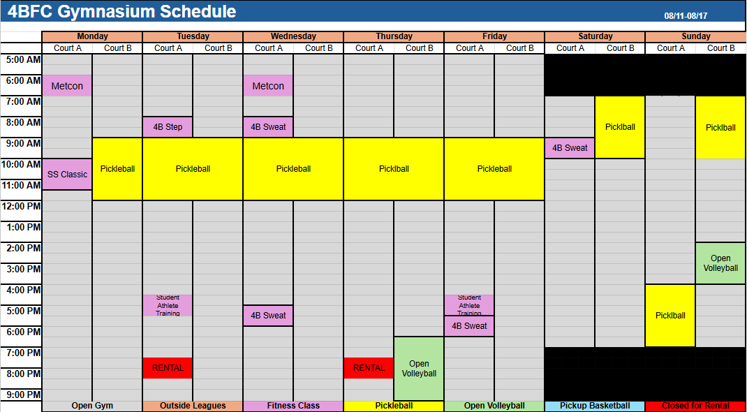 court schedule