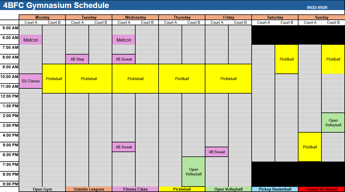 court schedule
