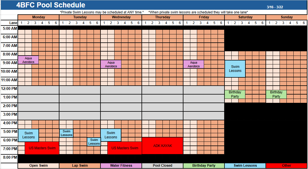 Pool Schedule