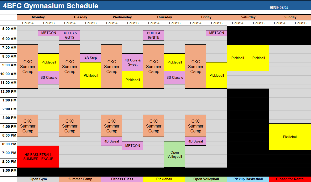 court schedule