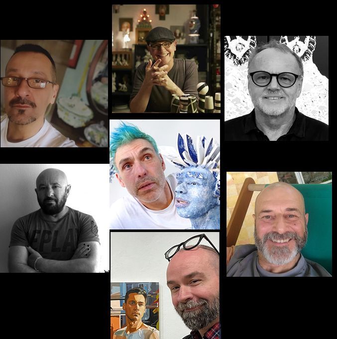 a collage of men 's faces