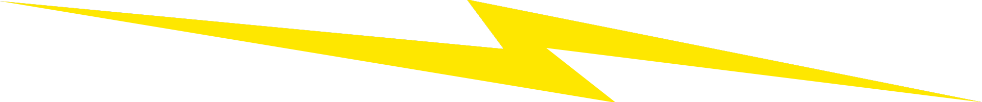 A close up of a yellow lightning bolt on a white background.