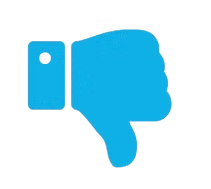 A blue thumbs down icon on a white background.
