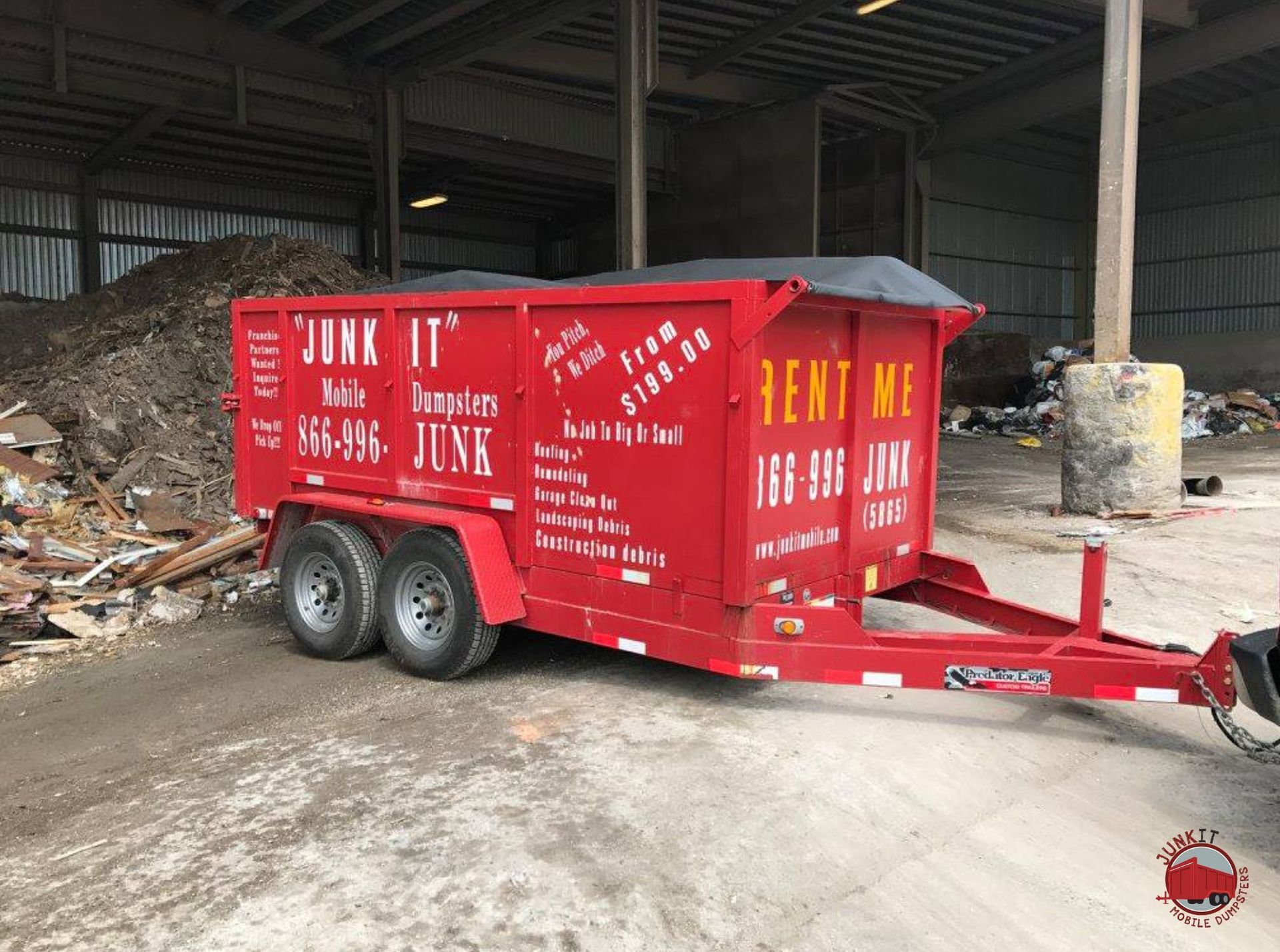 a mobile dumpster used for landscaping projects in Texas to better the work flow
