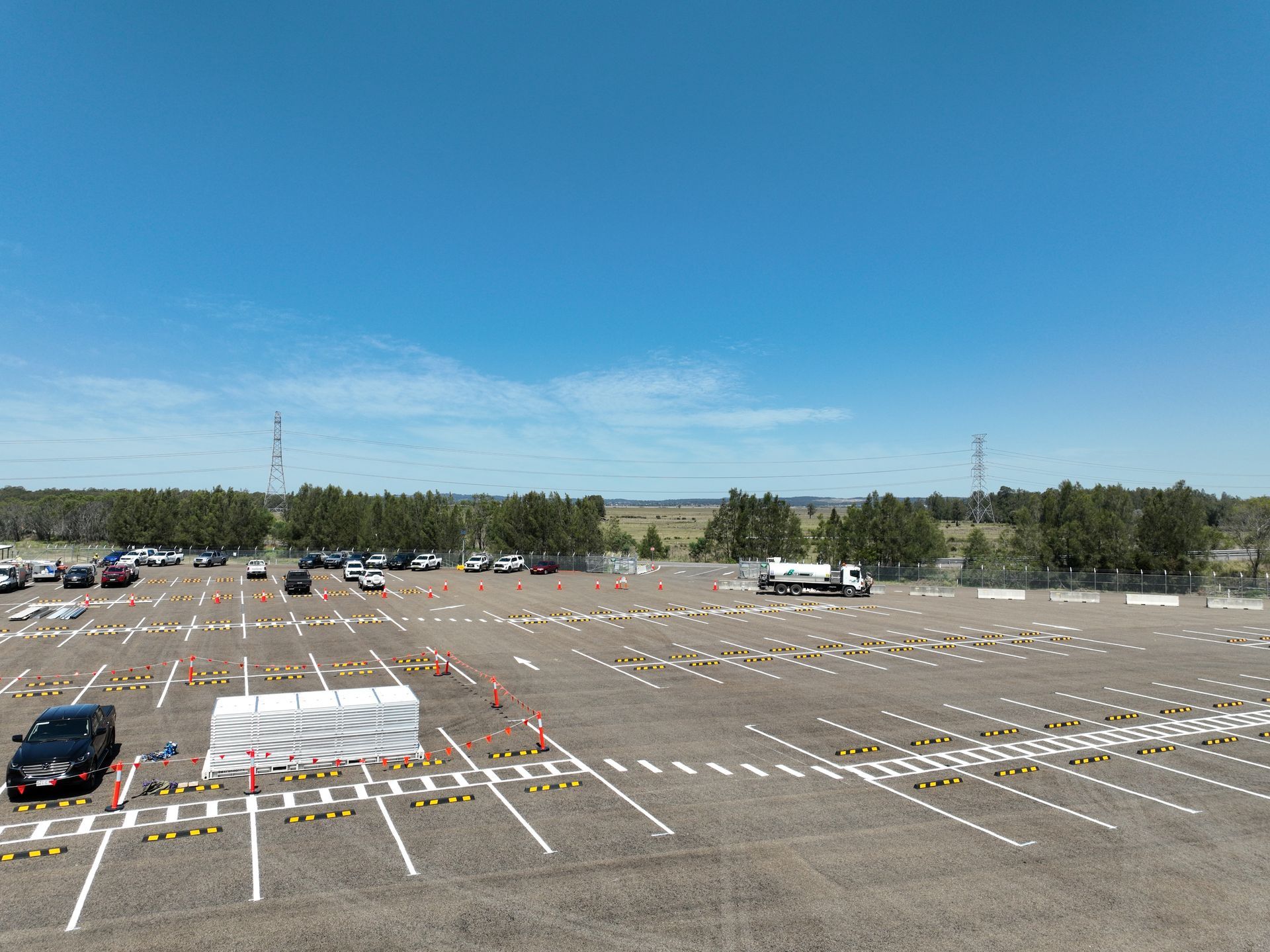 Parking lot with perfect line marking