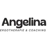 The logo for angelina ergotherapie & coaching is black and white.