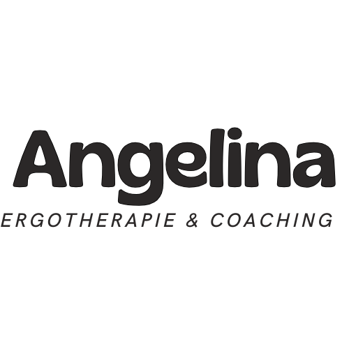 The logo for angelina ergotherapie & coaching is black and white.