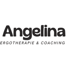 The logo for angelina ergotherapie & coaching is black and white.