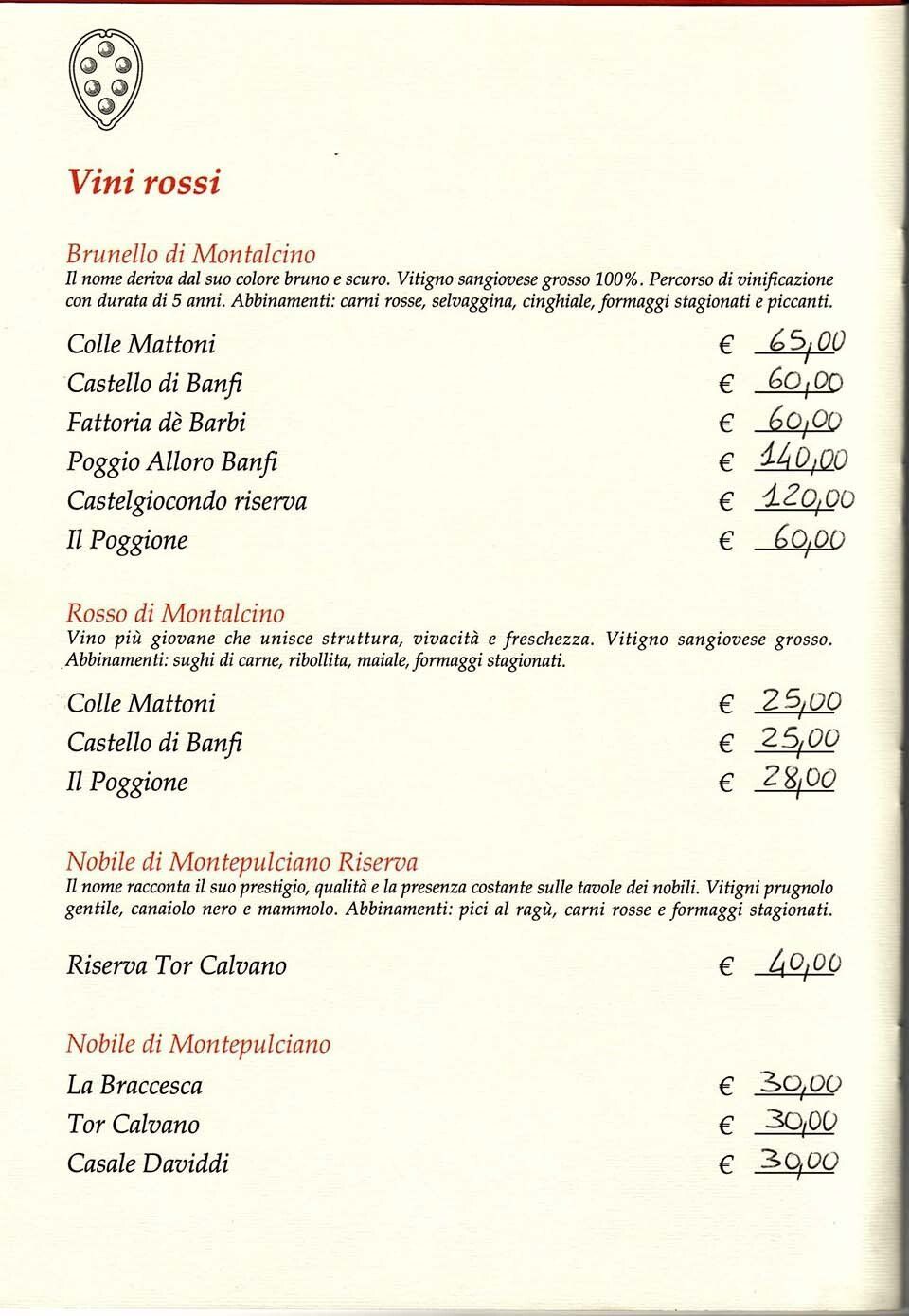Carta dei vini