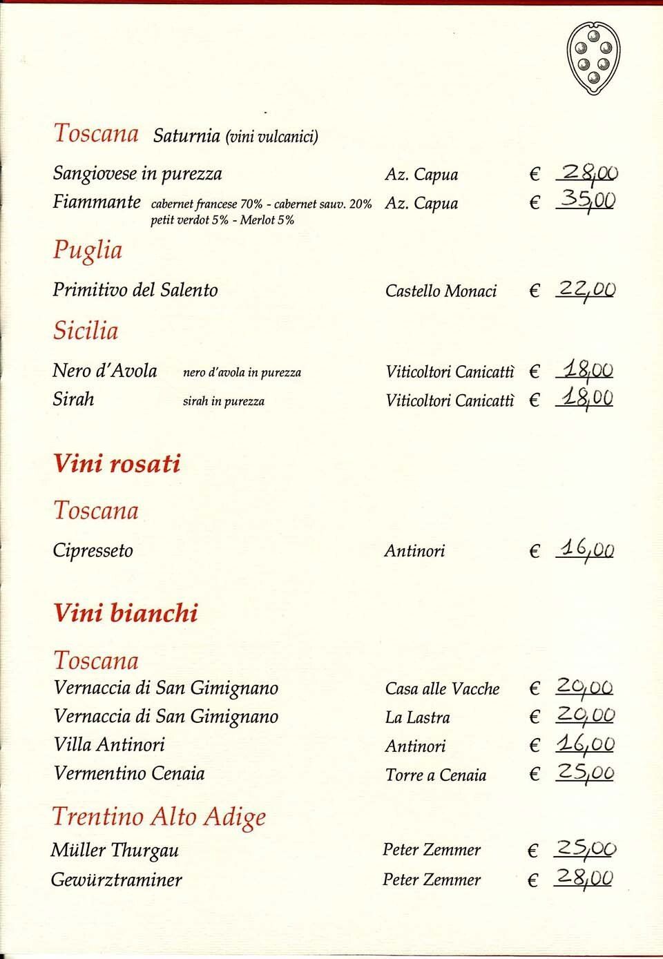 Carta dei vini