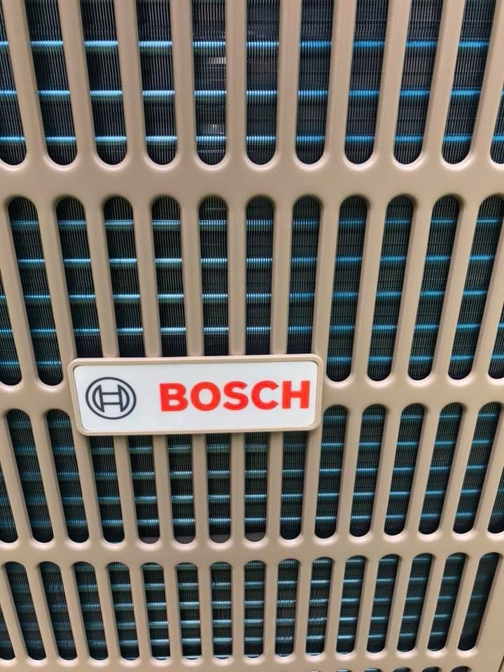 A close up of a bosch brand air conditioner