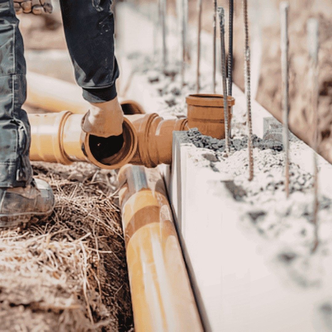 Installation drainage pipe connection repair in residential lawn
