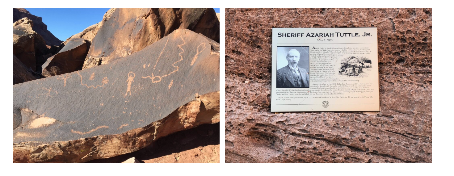 A picture of a rock and a picture of a sign