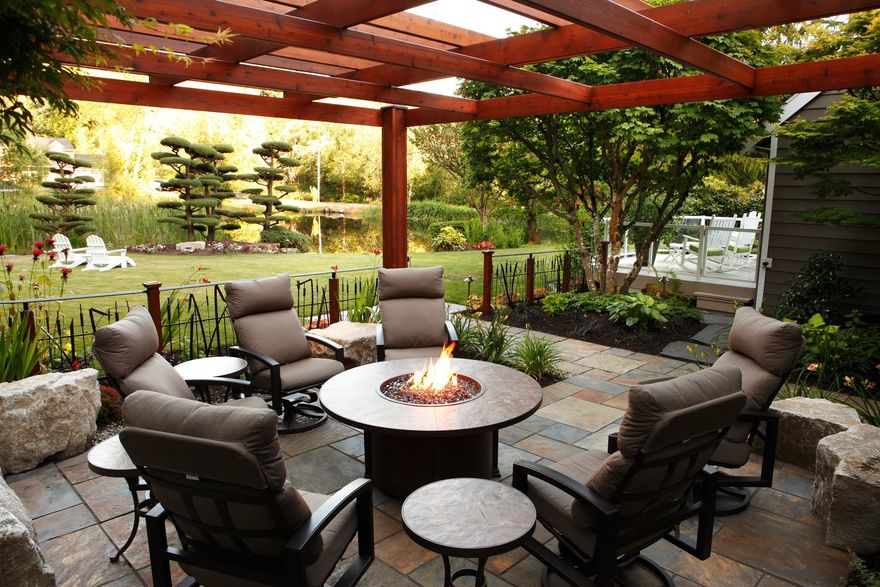 fire pit outdoor pergola