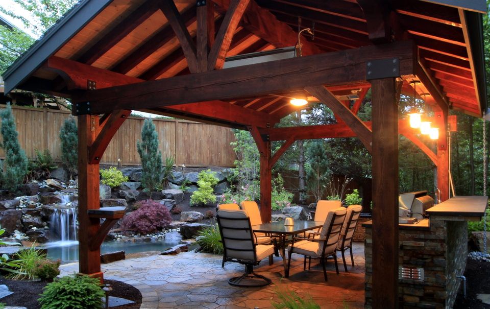 outdoor structure in suburban backyard oasis