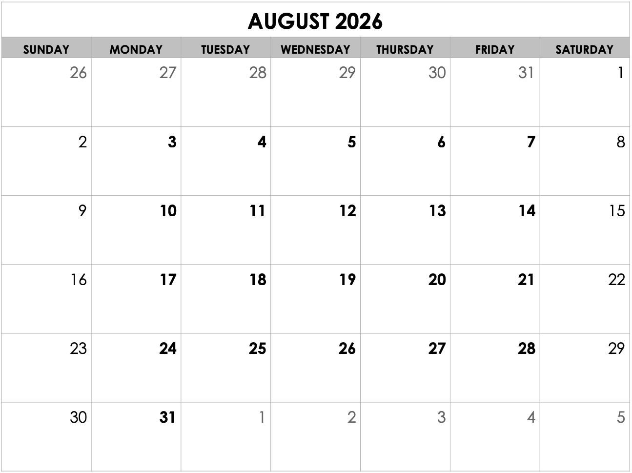 A black and white calendar for july 2025