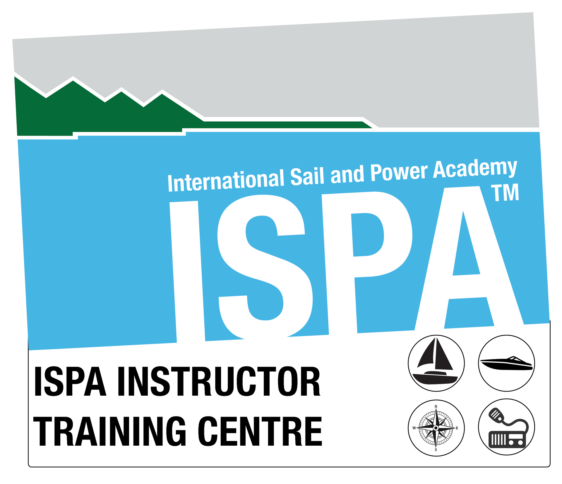 A logo for the ispa certified sailing school