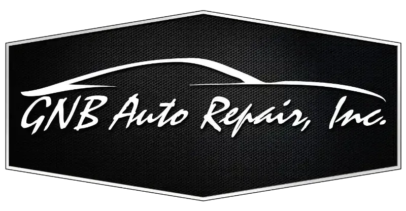 GNB Auto Repair, Inc. logo with a white car silhouette and text on a black hexagon background.