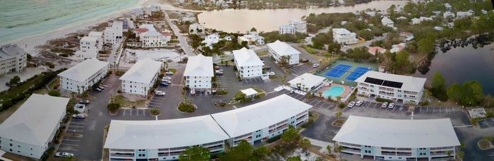 Beachside villa aerial view