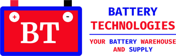 A logo for bt battery technologies your battery warehouse and supply