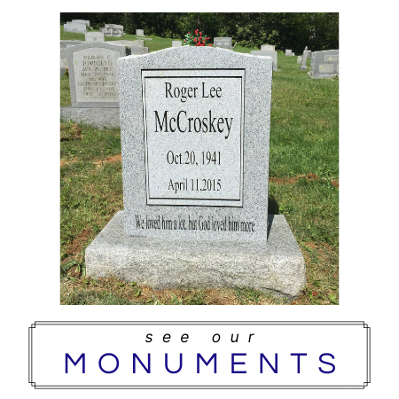 A granite headstone for Roger Lee McCroskey set in a grassy cemetery, beneath a 