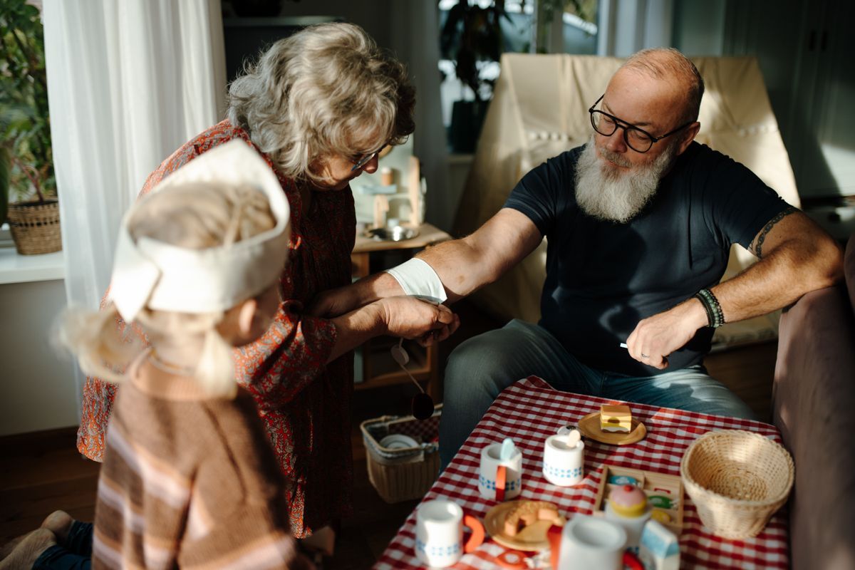 Fotoshoot ope en oma met kleinkinderen
