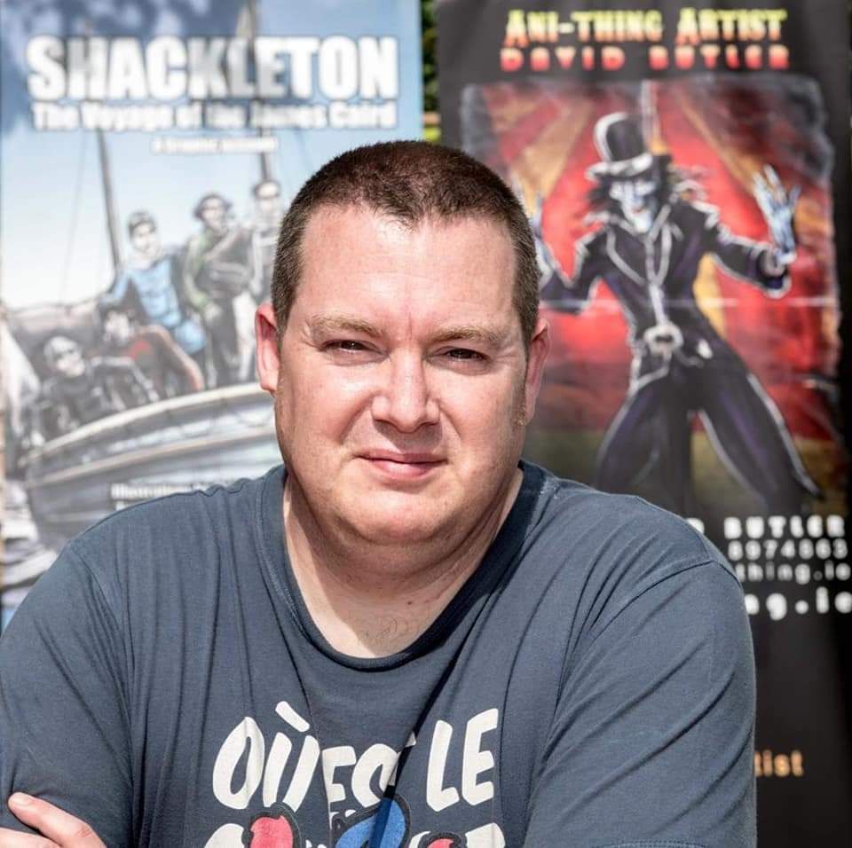 An adult man on a picture looking in camera