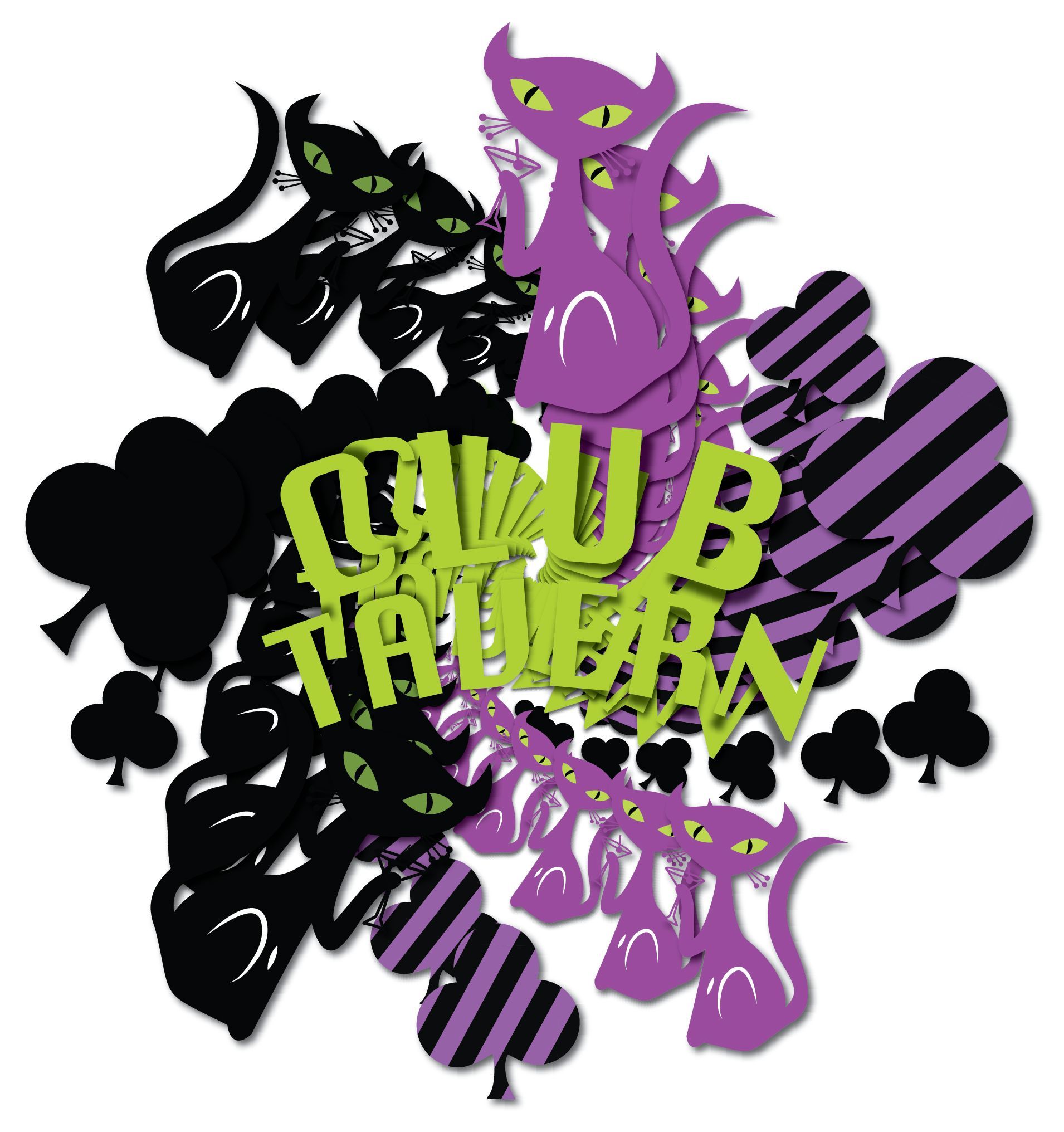club tavern cat kaleidoscope illustration