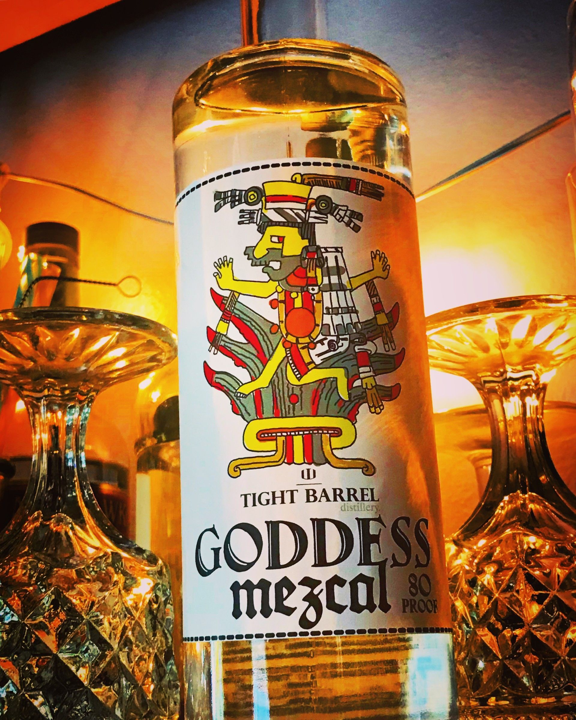 photo of goddess mezcal label for tight barrel distillery