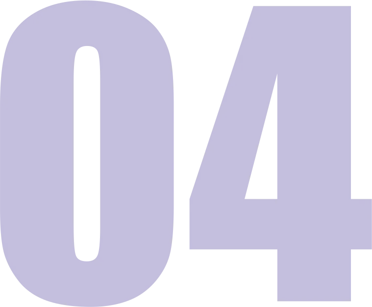 Le chiffre 04 en caractères sans empattement violet clair sur fond blanc.