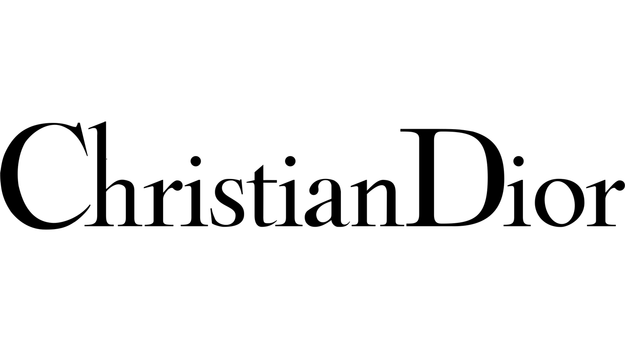 Le texte noir « Christian Dior » en police serif classique sur fond blanc.