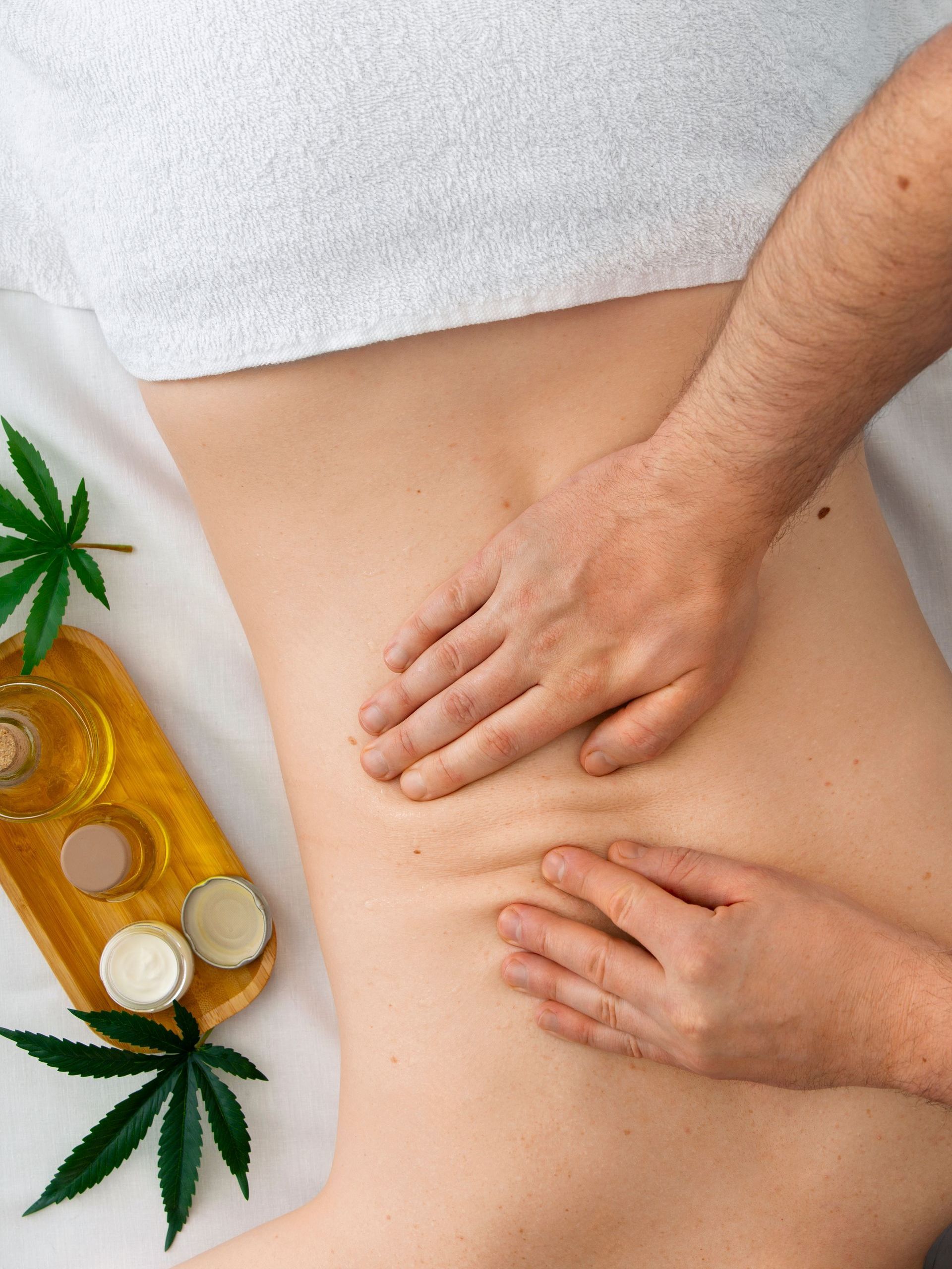 A woman is getting a massage at a spa.