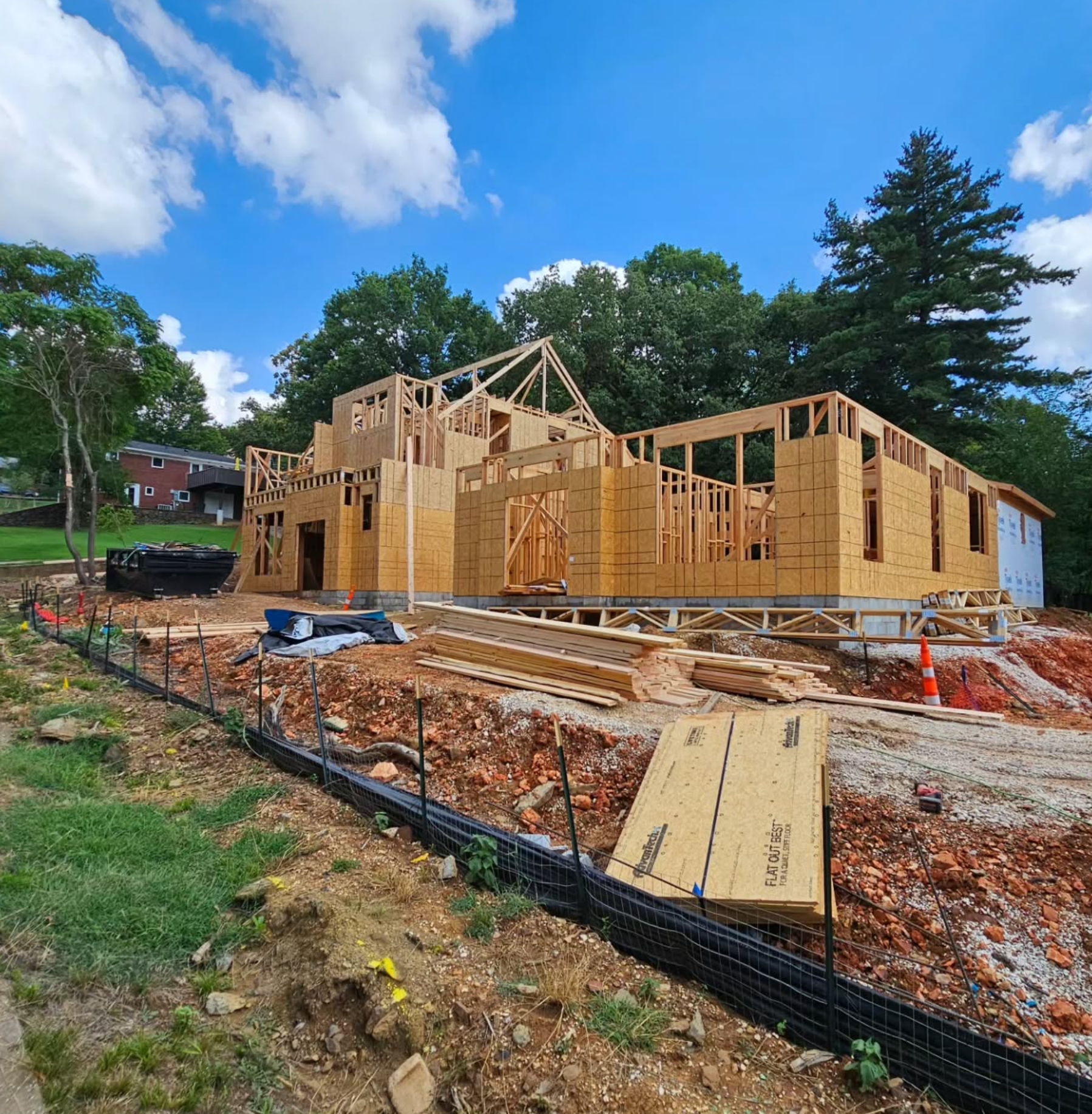A house is being built in the middle of a forest