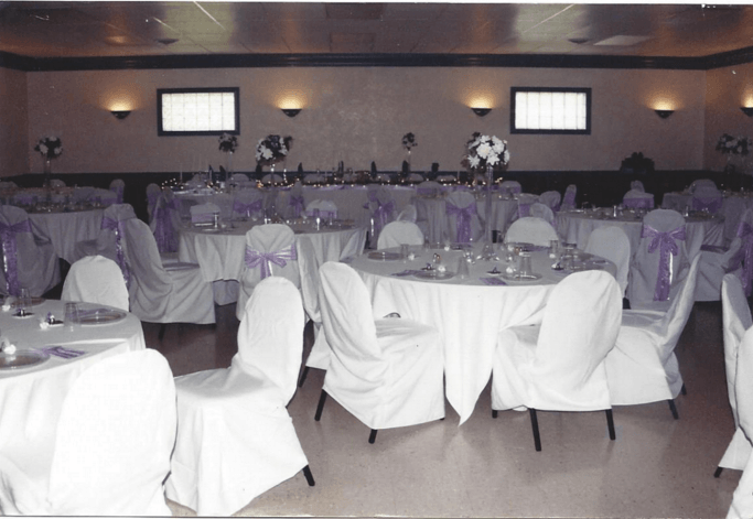 Special Event Space — Venue with Chairs Designed with Purple Ribbons in Columbus, OH