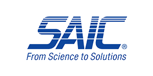 SAIC logo in blue with "SAIC" stylized and "From Science to Solutions" below.