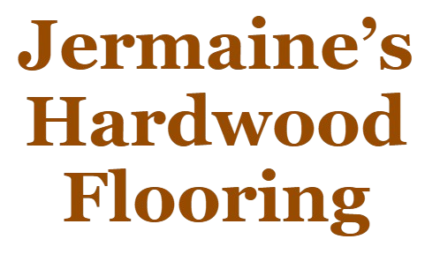 A logo for jermaine 's hardwood flooring on a white background