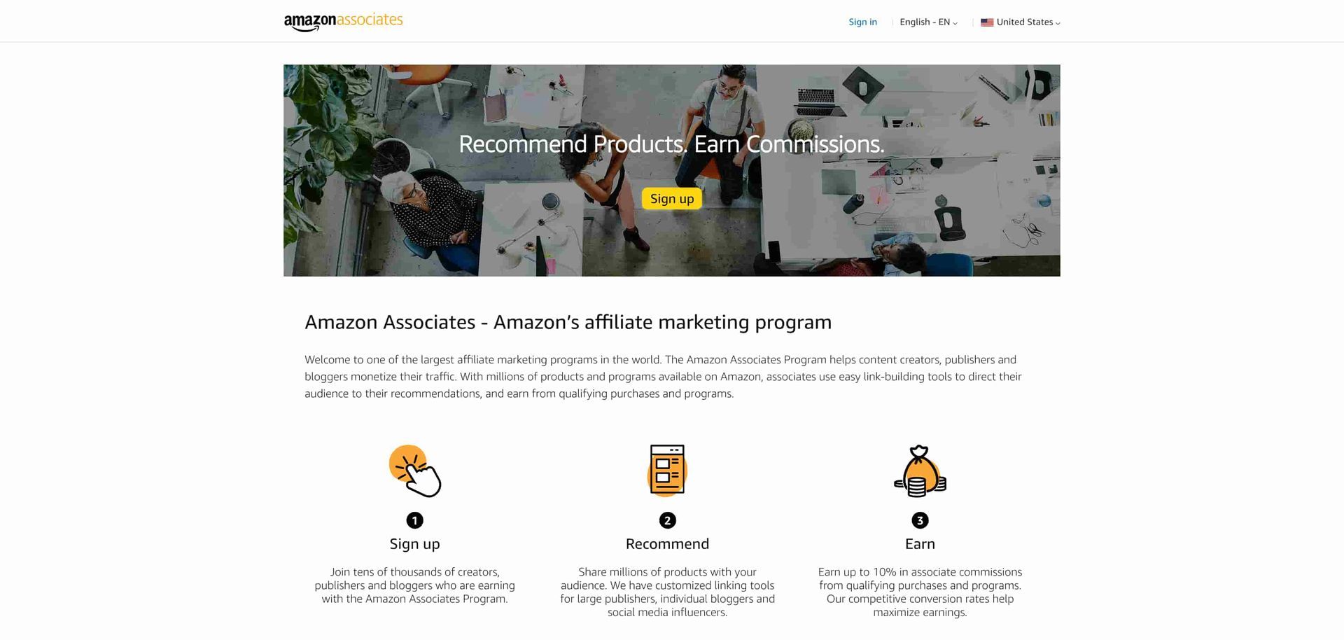 Amazon Associates Affiliate Program Website